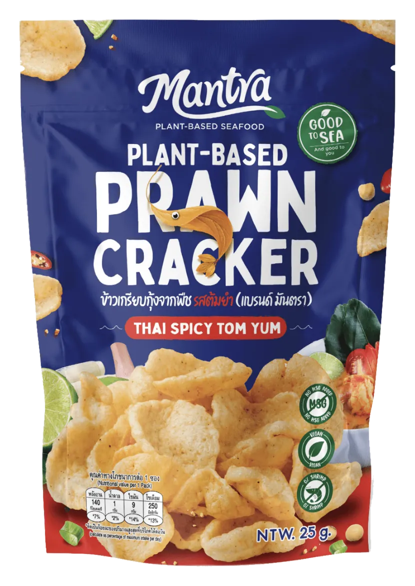 Mantra plant-based prawn cracker tom yum package